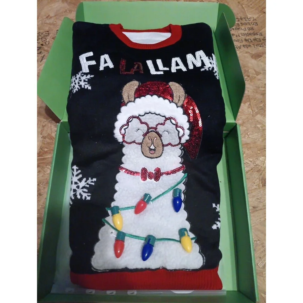 Giggling Getup Ugly Christmas Sweater Women's XL Llama Themed - Picture 1 of 3